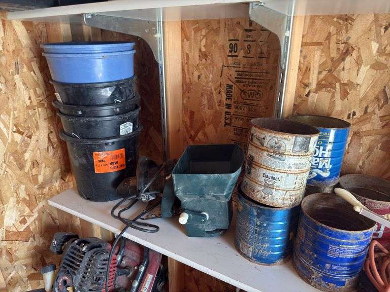 Hatchet, Extension Cords, Plant Buckets, step stool, and misc