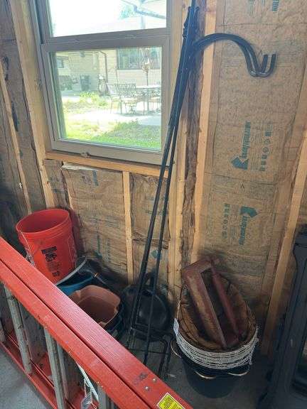 Shepard Hook and Hanging Baskets, watering can