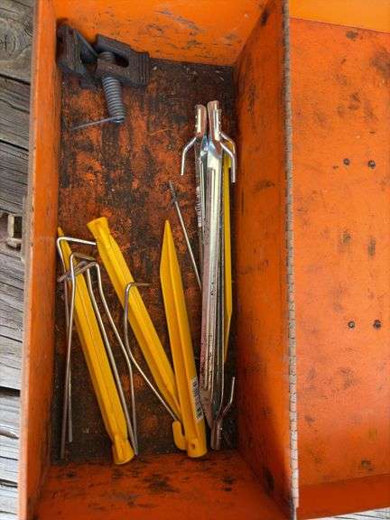 Metal Toolbox with poly yard stakes