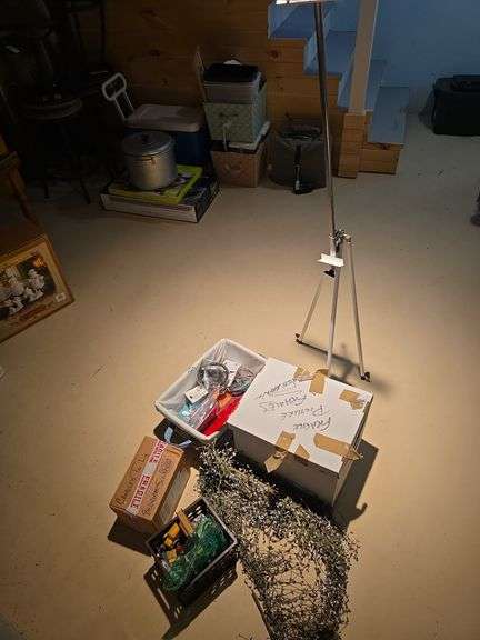 Photo albums, easel, candles, hooks, and misc