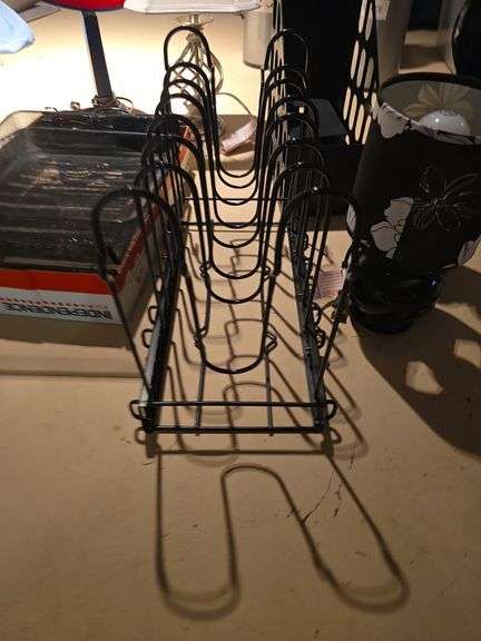 Magazine rack, office trays, lamps and misc