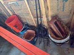 Shepard Hook and Hanging Baskets, watering can