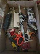 Scissors, filter wrench, nails, and misc