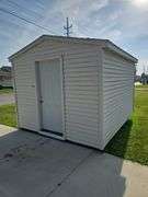 Portable shed 12'3"x10'3" 9' tall, 36"x80" door, on runners, buyers must remove