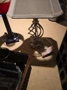 Magazine rack, office trays, lamps and misc