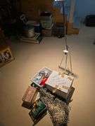 Photo albums, easel, candles, hooks, and misc