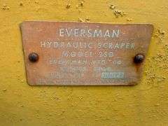 Eversman Hydraulic Scraper Model 2SD s/n 6505, 2 yard dirt scoop