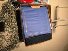 Photo albums, easel, candles, hooks, and misc
