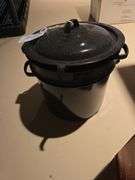 Granite pot with strainer and ladle
