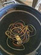 Trash Can with Rope and Extension Cords