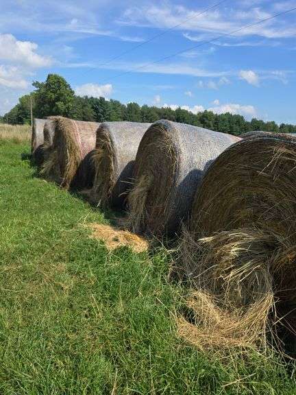 14 round bales of clover and grass hay net wrapped 5x5.