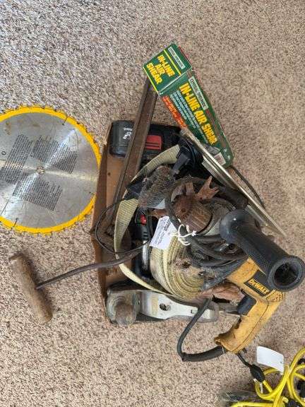 Hay Hook, Wood Planer, Crescent Wrench, and drill