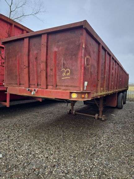 1966 Dorsey Semi-trailer with 5ft Sides and Steel Floor, 8ft wide, 35ft long, Swing End Door, spread axle, 10.00-20, VIN- 62096