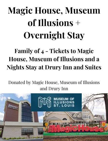 4 Tickets to Magic House and Museum of Illusions and 1 Night Stay at Drury Hotels - Donated by Magic House and Drury Hotels (Valued at $337)