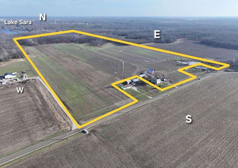 76.51± acres in Sec 27, Summitt Township, Effingham County, IL, featuring 50.03 FSA tillable acres and 18 wooded hunting acres. Located within Effingham School District and rural water access. Farming rights begin April 9th. Includes building sites, farmland, and hunting land. Soil Productivity Indes 103.5. The land is about 1,070 feet (or 0.2 miles) from Lake Sara as the crow flies. Parcel Number 11-07-027-013 and Parcel Number 11-07-027-012 Sellers: Rick Kreke, Todd Kreke, Deb Baker, Vicki Weis, Brucke Kreke, Larry Kreke, and Linda Roley