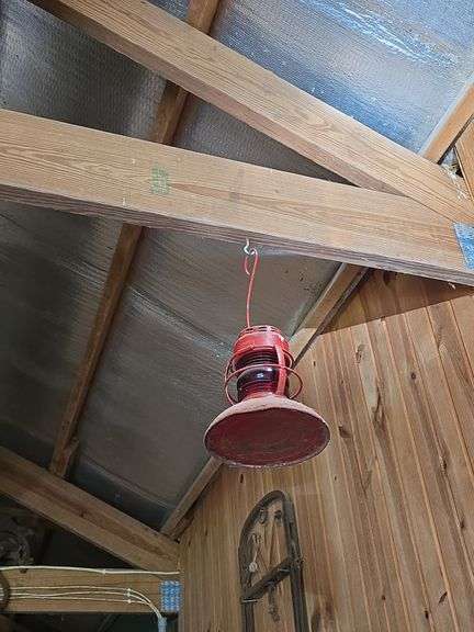 Vintage red barn lantern