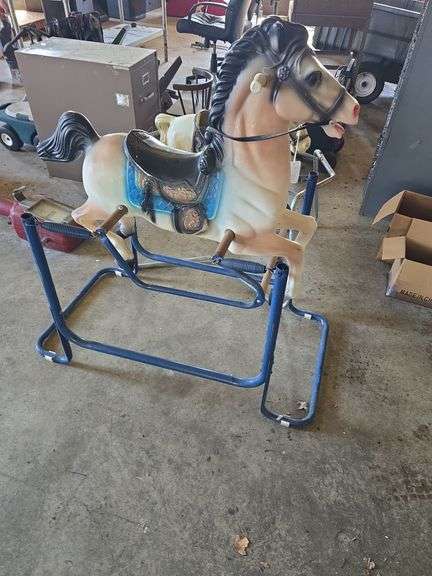 2 Vintage plastic horse on springs