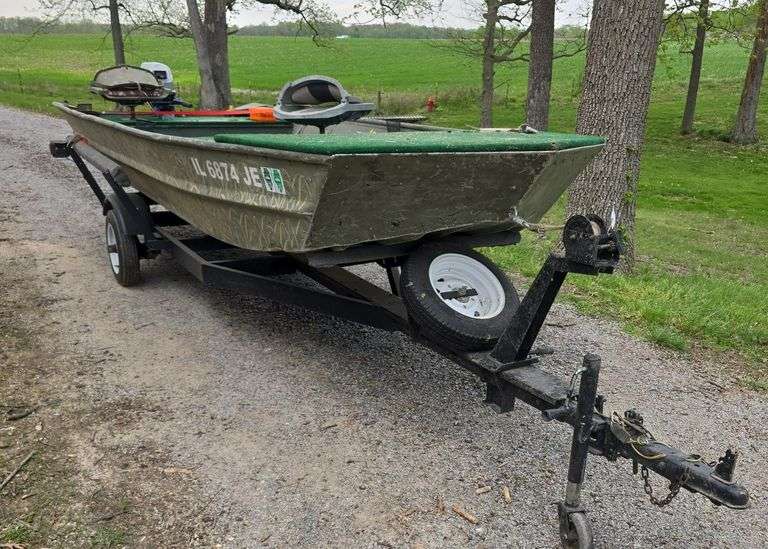 1998 SeaArk Modified John Boat, 1987 Homemade Trailer VIN# DRX000071210M0, single axle, with lights, 2-seater, with Nissan 9.9 motor, 16ft,