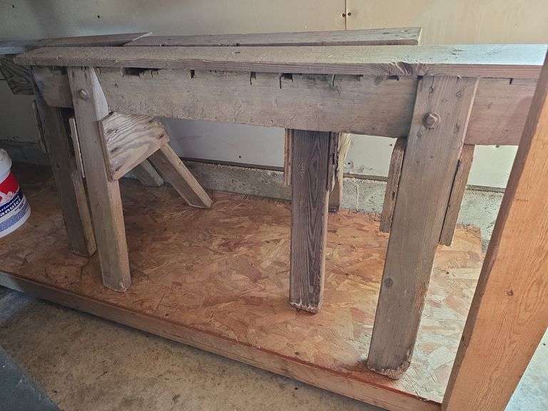 2 wood sawhorses.