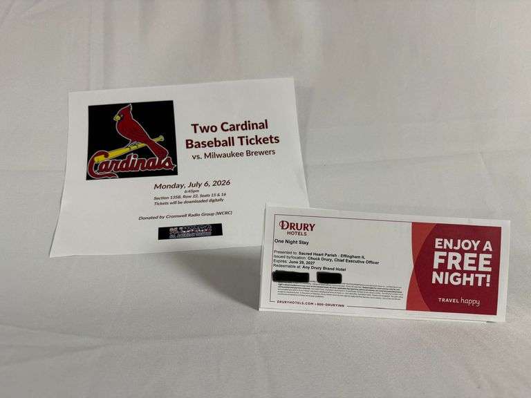 St. Louis Baseball Package
Donated by: Drury Inn and Cromwell Radio Group
