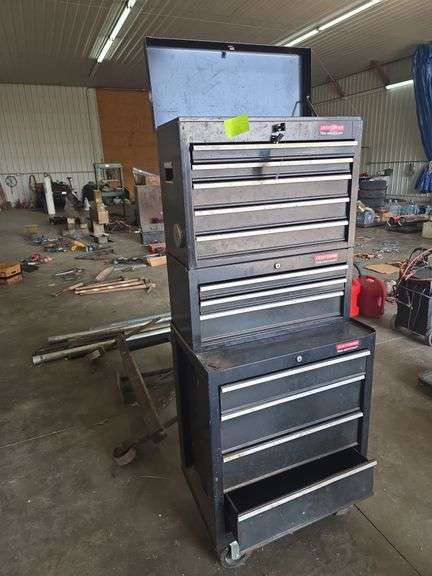 Craftsman roll around upright toolbox 65"tall x 26" wide 75 anniversary bottom slides need work.