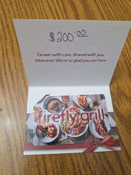 $200 Firefly Gift Certificate Donated by: Firefly
