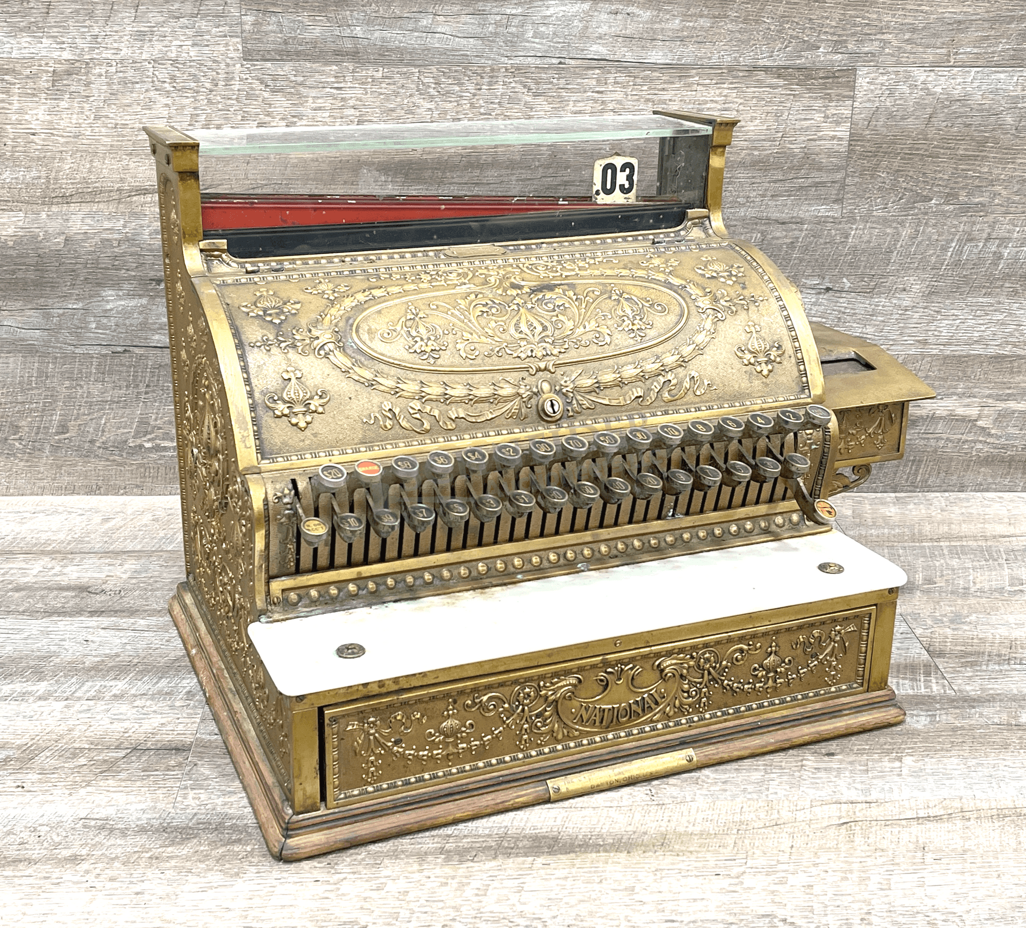 Antique National brass cash register mod. 356-G - Schneider