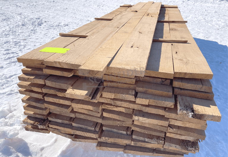 Group of rough sawn 1" thick red oak lumber up to 10.5" long