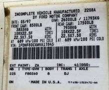 1998 Ford F800 crane service truck