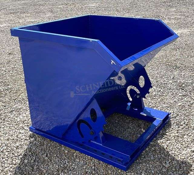 Unused 43" wide dumping hopper for forks