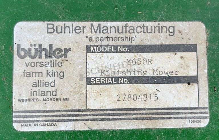 Buhler-Farm King 6' 3-pt. finish mower