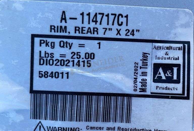 2- unused 7"x24" wheels for IH Farmall Cub, may fit others