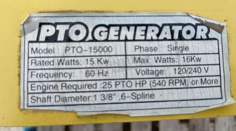 15 KW 3-pt. PTO driven generator