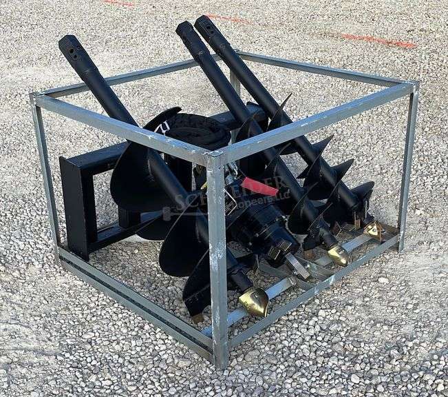 Unused skid steer auger w/ 3 augers