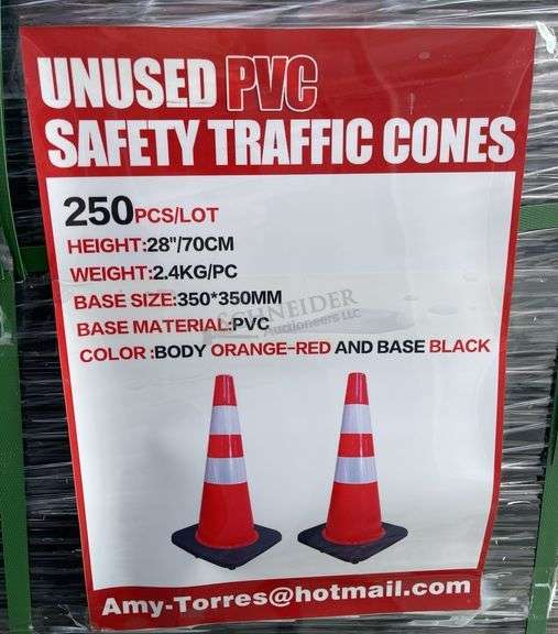 250 unused 28" poly traffic cones