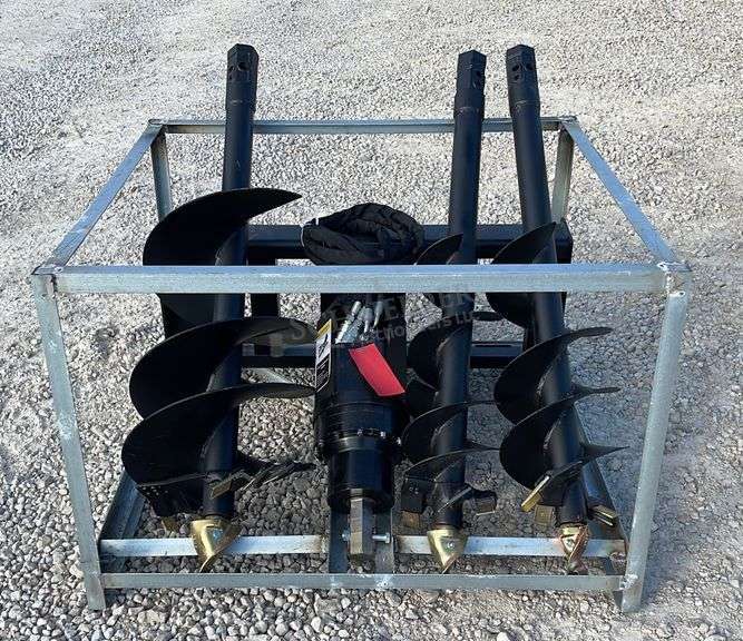 Unused skid steer auger w/ 3 augers