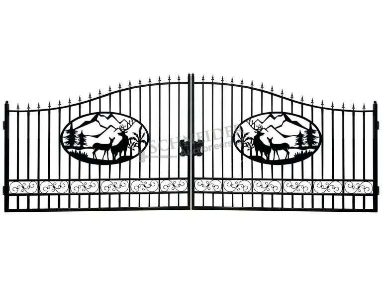 Unused decorative steel gates for 20' opening, deer design