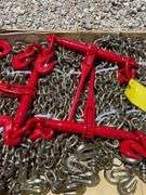 10 unused 3/8" 20' chains & 5 unused ratchet binders