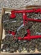 10 unused 3/8" 20' chains & 5 unused ratchet binders