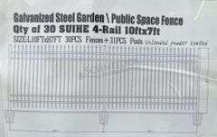 30- unused 10'x7' steel fence panels w/ posts