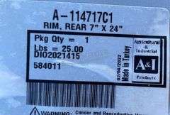 2- unused 7"x24" wheels for IH Farmall Cub, may fit others