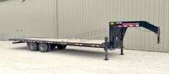 2022 Trailerman 32.5' gooseneck flatbed w/ hydraulic dovetail