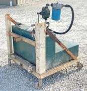 57 gallon steel fuel transfer tank w/ hand pump & rolling cart
