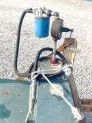 57 gallon steel fuel transfer tank w/ hand pump & rolling cart