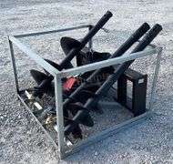 Unused skid steer auger w/ 3 augers
