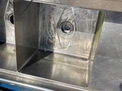 Stainless steel 90" wide 3-basin sink