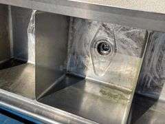 Stainless steel 90" wide 3-basin sink