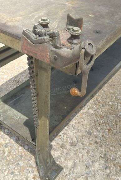 29"x6' steel work table w/ vise & pipe vise