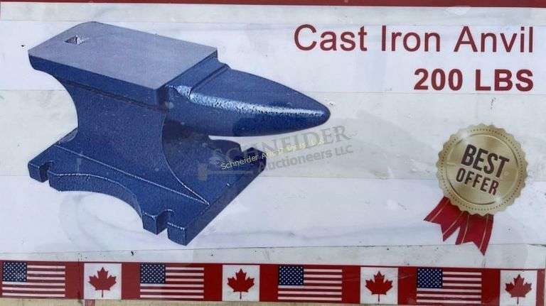 Unused 200 lb. cast iron anvil