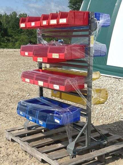3' wide rolling rack w/ organizer bins
